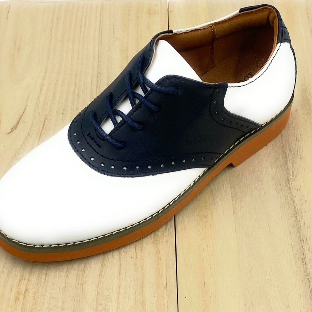 School Issue Women's Black White Oxford Saddle Shoe - Picture 3 of 7